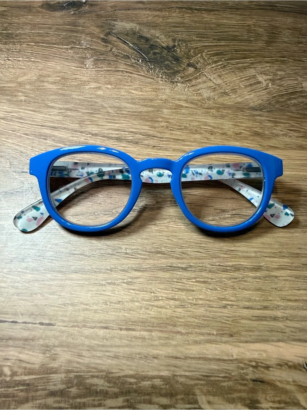 Peppers +2.50 Round Reading Glasses Cobalt Blue Terrazzo Frames